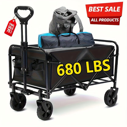 All-Terrain Heavy Duty Folding Cart – 220/450/680 lbs Capacity | Outdoor, Garden, Shopping & Camping Utility Wagon