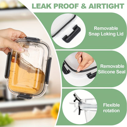 12‑Piece Glass Food Storage Containers with Lids – Airtight, Leak‑Proof, Microwave & Freezer Safe