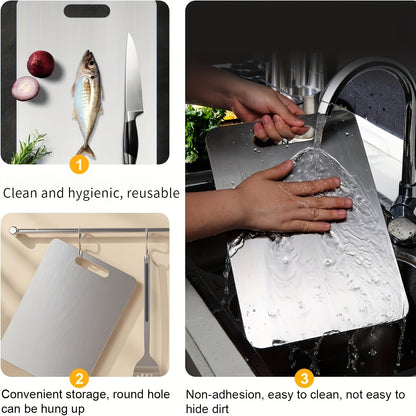 3‑Piece Premium Stainless Steel Cutting Board Set