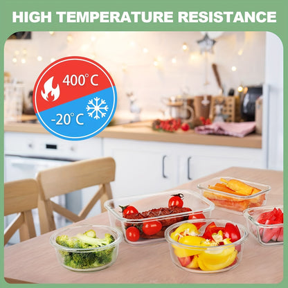 12‑Piece Glass Food Storage Containers with Lids – Airtight, Leak‑Proof, Microwave & Freezer Safe