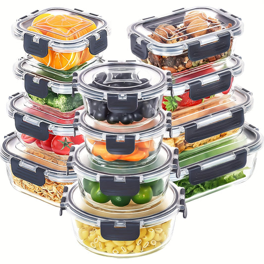 12‑Piece Glass Food Storage Containers with Lids – Airtight, Leak‑Proof, Microwave & Freezer Safe
