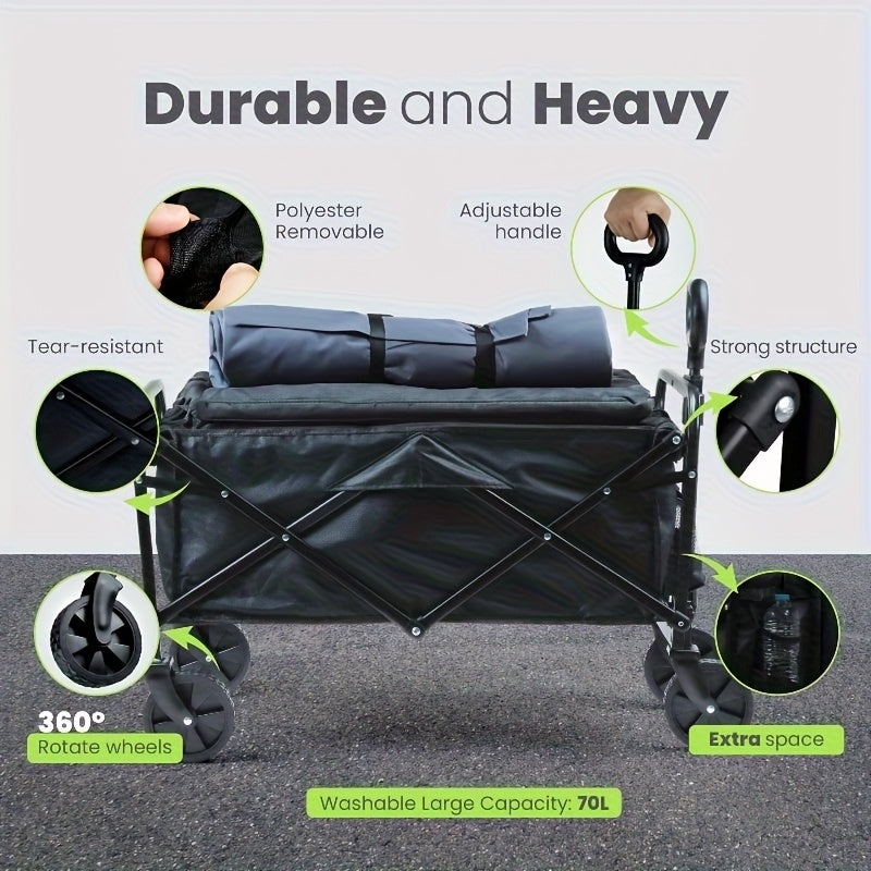 All-Terrain Heavy Duty Folding Cart – 220/450/680 lbs Capacity | Outdoor, Garden, Shopping & Camping Utility Wagon