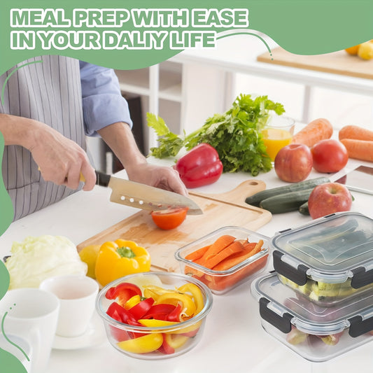 12‑Piece Glass Food Storage Containers with Lids – Airtight, Leak‑Proof, Microwave & Freezer Safe
