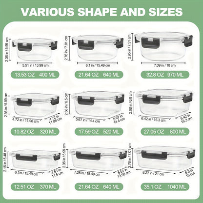 12‑Piece Glass Food Storage Containers with Lids – Airtight, Leak‑Proof, Microwave & Freezer Safe