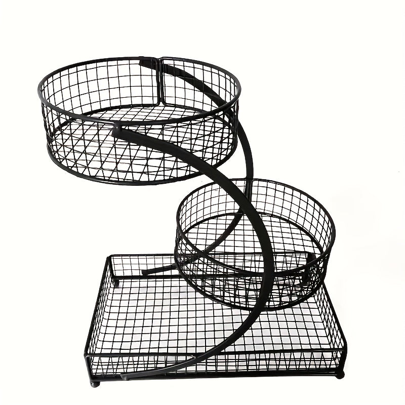 No-Installation 3-Tier Metal Cosmetic Organizer – Spiral Design Vanity Shelf, Lightweight & Space-Saving