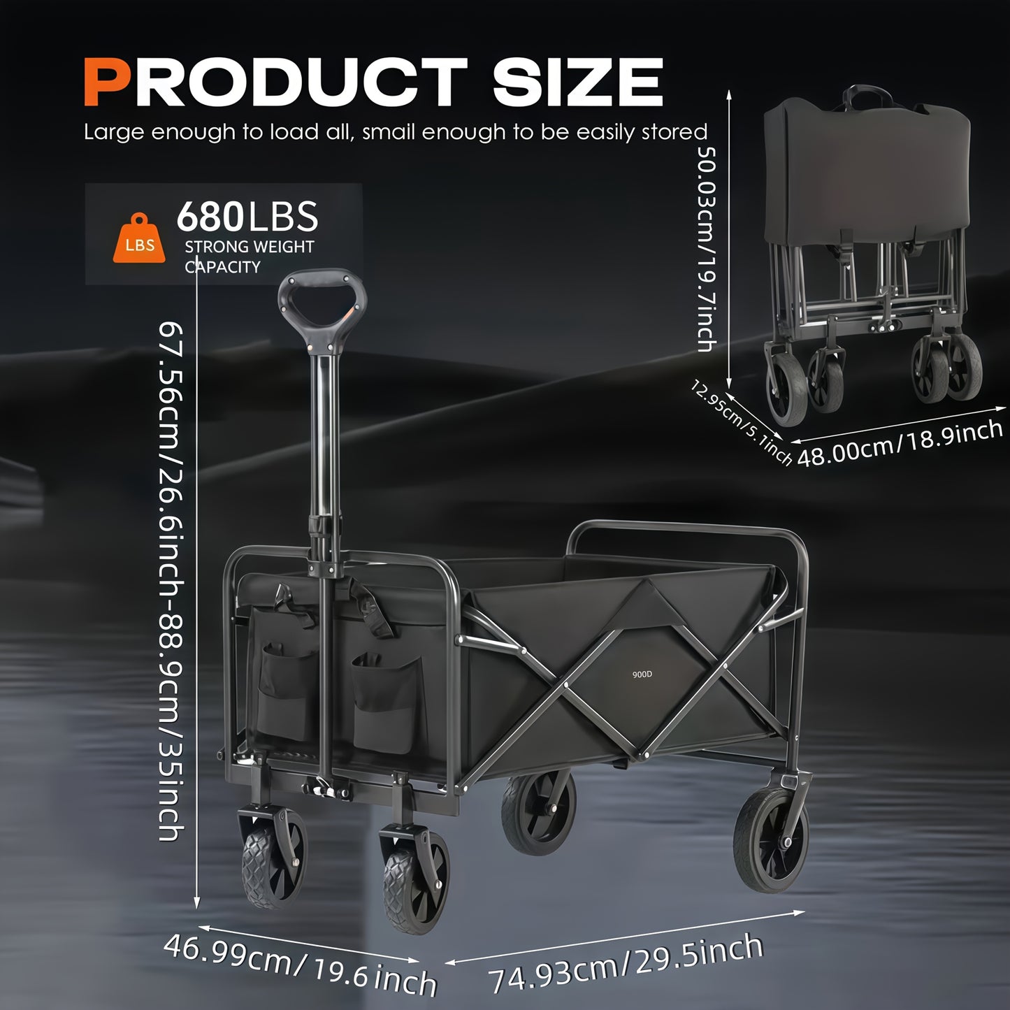All-Terrain Heavy Duty Folding Cart – 220/450/680 lbs Capacity | Outdoor, Garden, Shopping & Camping Utility Wagon