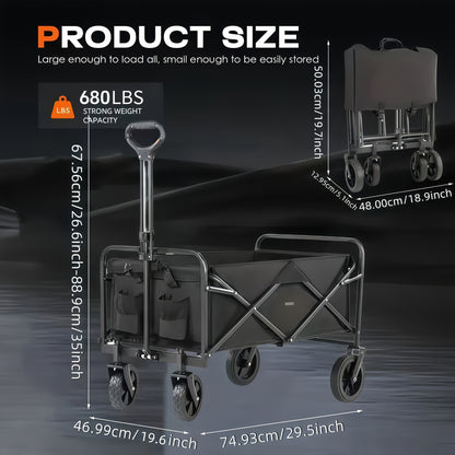 All-Terrain Heavy Duty Folding Cart – 220/450/680 lbs Capacity | Outdoor, Garden, Shopping & Camping Utility Wagon