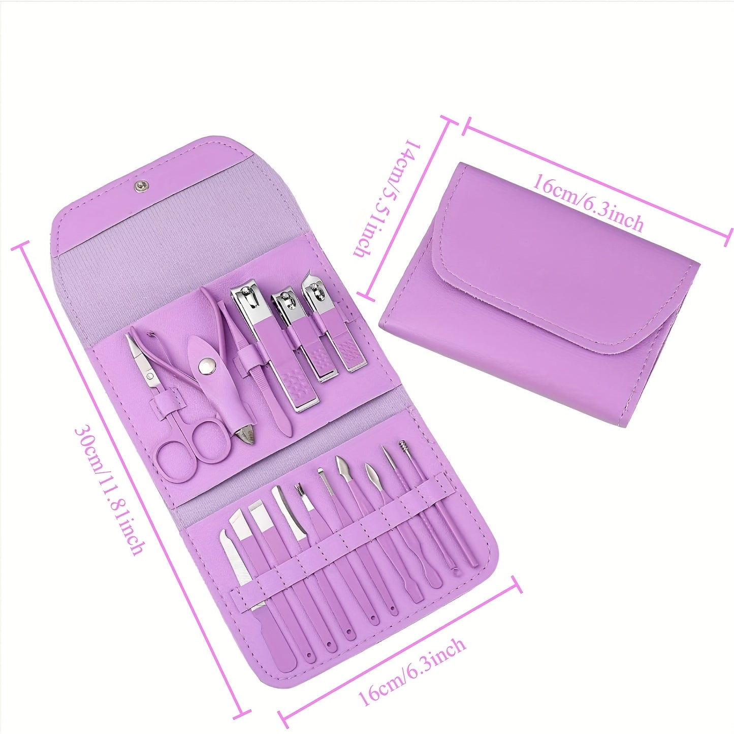 Premium 16‑Piece Stainless Steel Nail Clippers & Grooming Set | Modern Design, Complete Manicure & Pedicure Kit